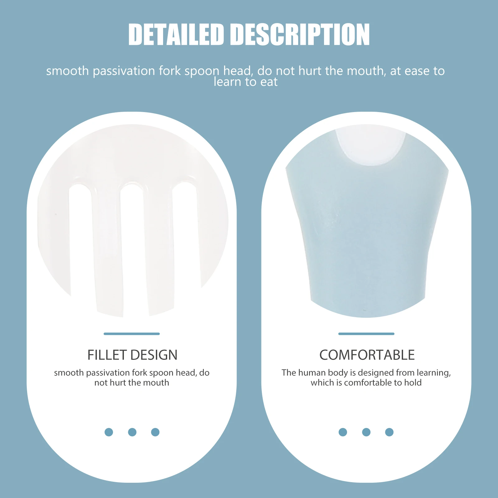 

1 set 1 Training Fork Spoon Cutlery Set Durable Heat Resistant Lightweight Easy To Carry Baby Feeding Utensils Rounded Edge Self