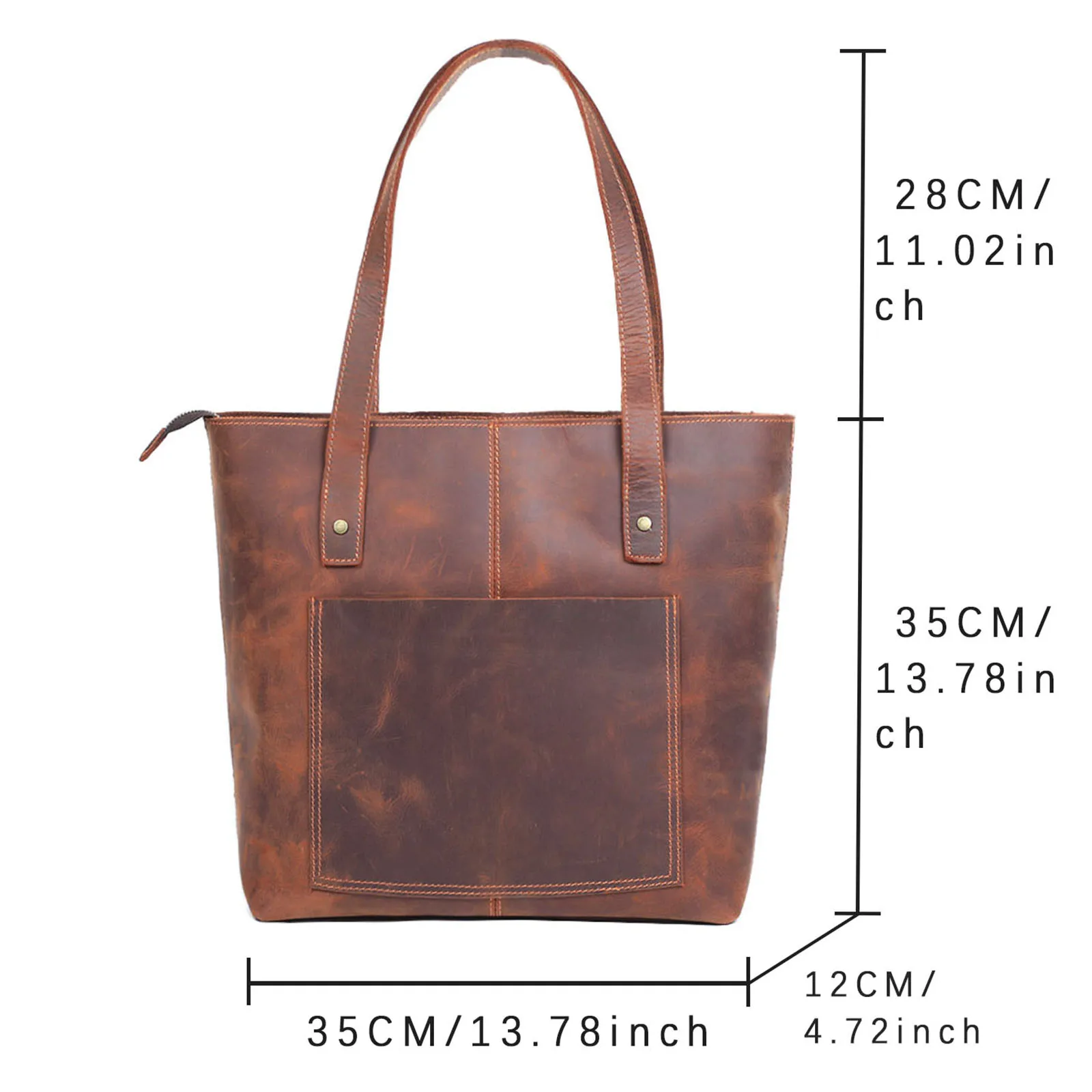 S.WORKER Vintage-Aktentasche aus hochwertigem Leder für Herren, Business-Handtasche, Laptoptasche, Unisex-Einkaufstasche mit großem Fassungsvermögen – Detail 3