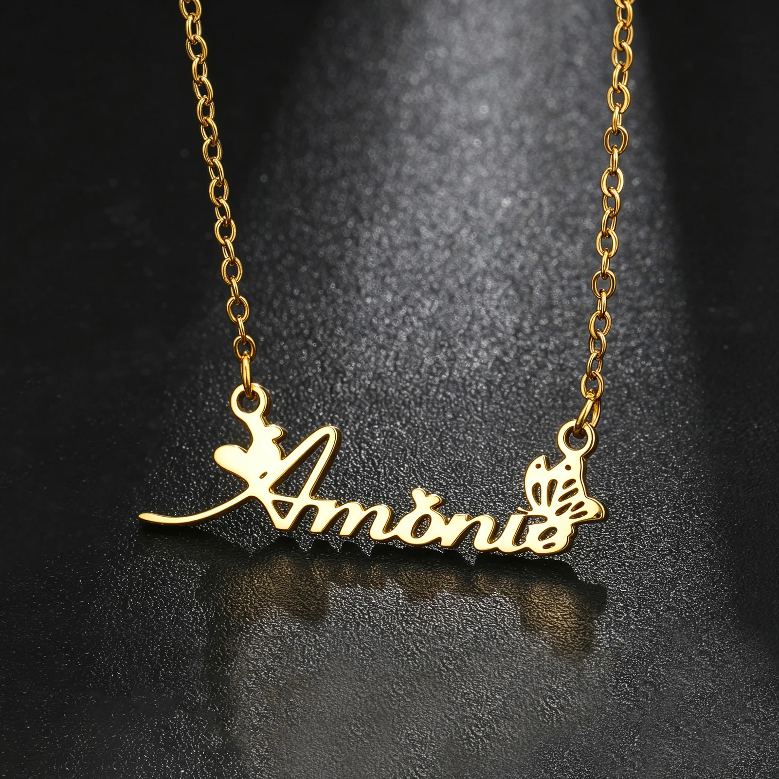 Women Fashion Names - Lemegeton Personalized Butterfly Flower Necklace for