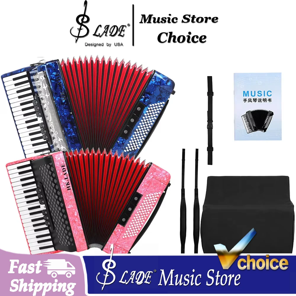 37-key Bayan Accordion HK·LADE 96-bass keys Accordion Professional Keyboard Instruments with Straps Backpack Manual Accessories