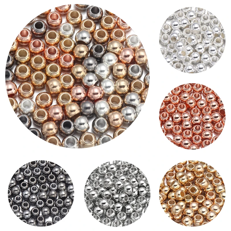 20-100pcs/lot CCB Big Hole Beads 4/5/6/8/10/12/14mm Round Ball Loose Spacer Bead For DIY Jewelry Making Bracelet Necklace