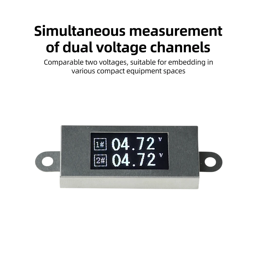  DC 0-30V Dual-Channel Voltmeter 0.77-inch OLED Screen 3 Wire High-precision Volt Monitor Meter for ZH1.5-4P 4Pin Connector