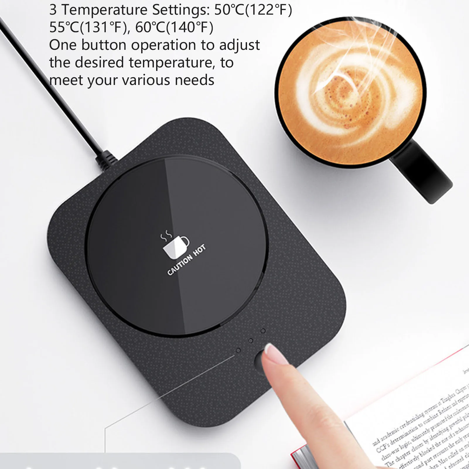 

55℃ Mug Warmer USB Powered Milk Cup Warmer with 3 Temperature Settings for Home and Office Desk Use