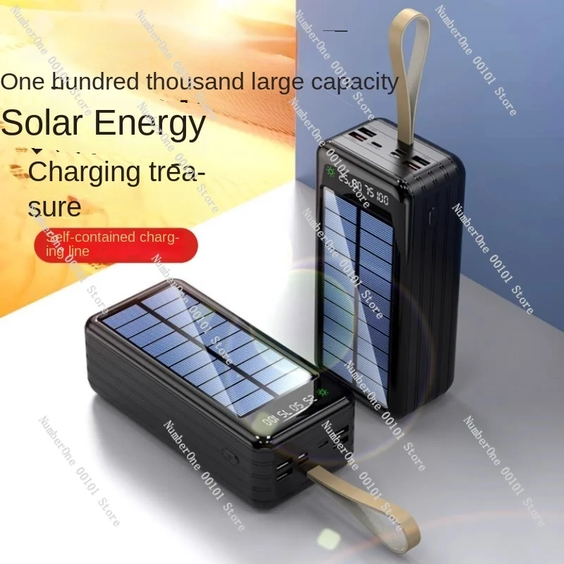 Solar Power Bank große Kapazität 100000 mAh Schnell ladung mit eigener Linie mobile Strom versorgung 80.000 Outdoor-Fahren