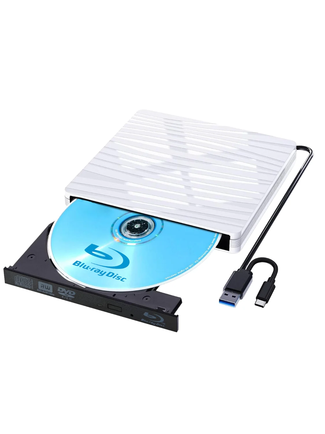 Externe Blu Ray-drive, USB 3.0 en Type-C 3D Blu-ray-branderspeler, DVD/CD/BD-lezer Schrijver Optische drive voor laptop Desktop PC - afbeelding 2