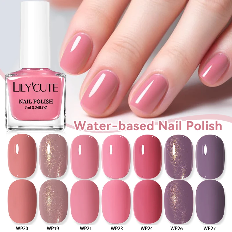 LILYCUTE 7ml Nude Pink Wasserbasierter Nagellack Ohne UV-Lampe Lufttrocknend Langanhaltender Bohnenpaste-Nagellack Maniküre