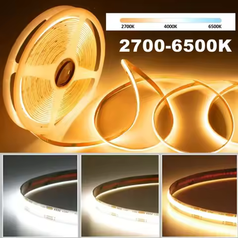 DC 24V CCT COB LED Strip Light 8mm 10mm Width 2700K To 6500K Color-Changing LED Tape Linear Double Color RA90 Dimmable Ribbon