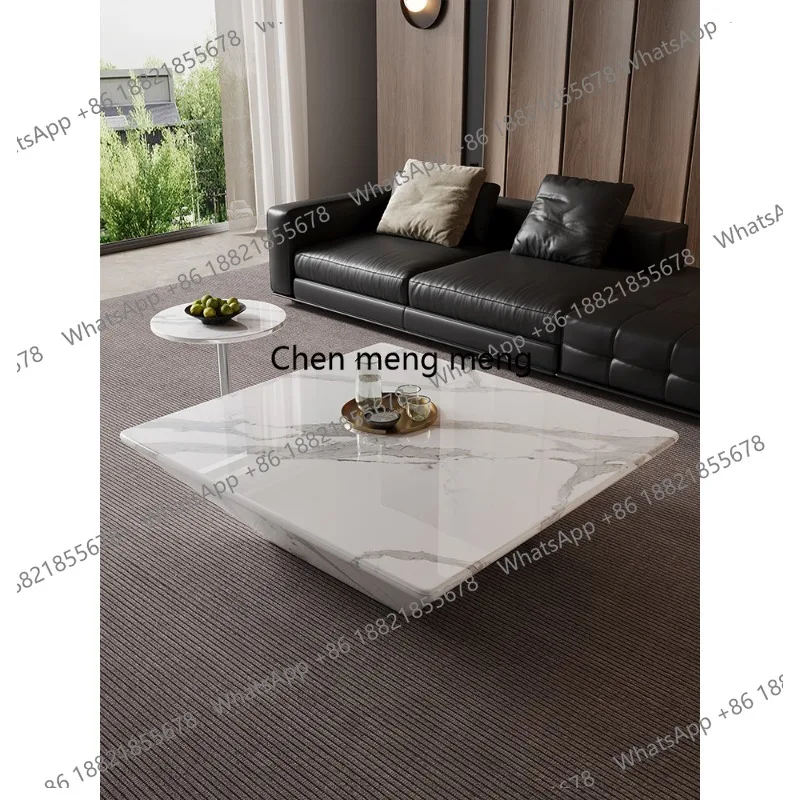 

Italian minimalist natural marble coffee table designer creative living room square table