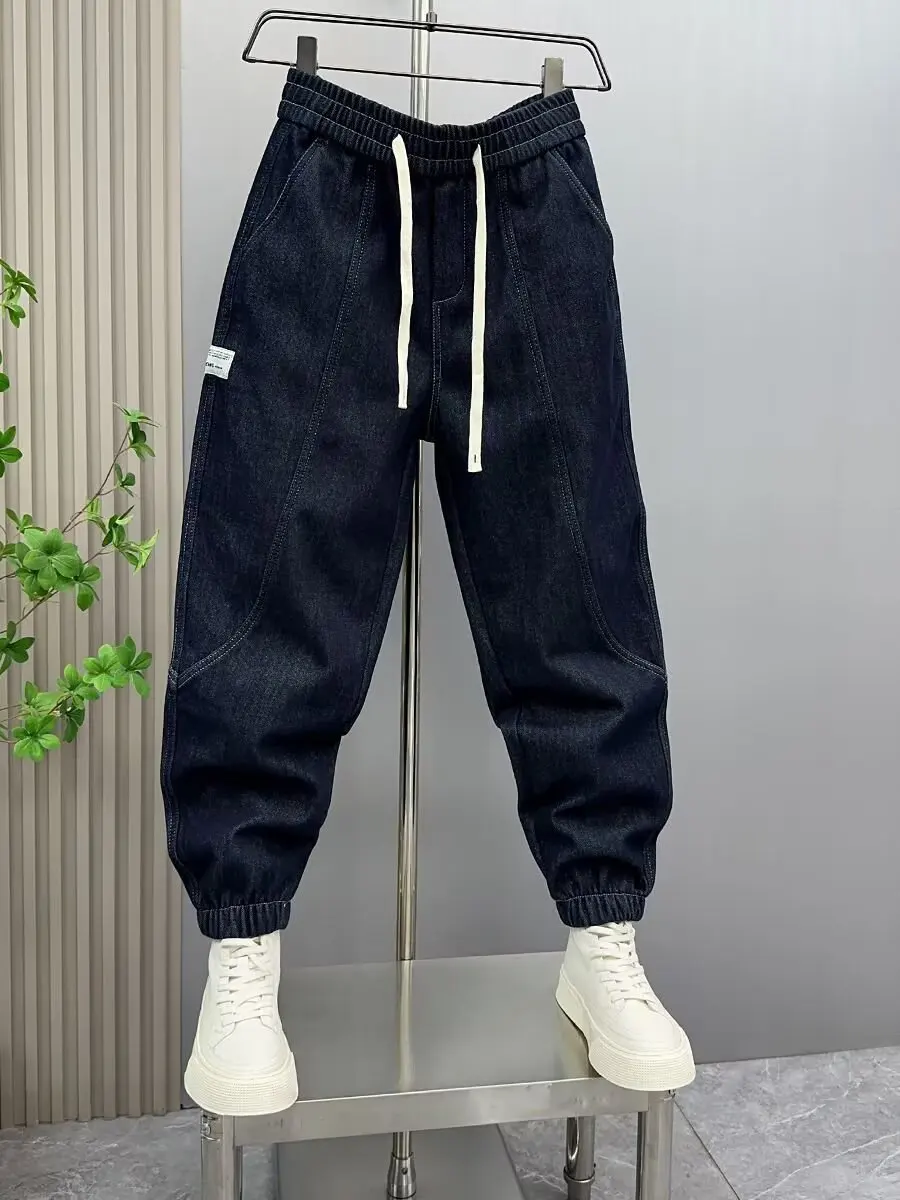 جينز هاراجوكو الأمريكي القديم الأزرق المغسول فضفاض جديد Y2K الاتجاه مستقيم الساق غير رسمي بنطال ذو قصة أرجل واسعة للرجال سراويل جينز منحنية #3