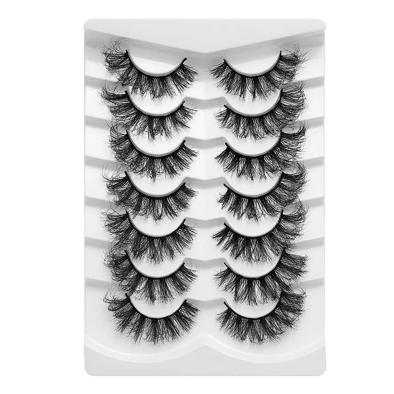 7 Pairs Cat Eye Eyelashes 3D Natural False Lashes D Curl Fluffy Soft Cross Manga Lashes Wispy Natural Eyelash Extension Makeup