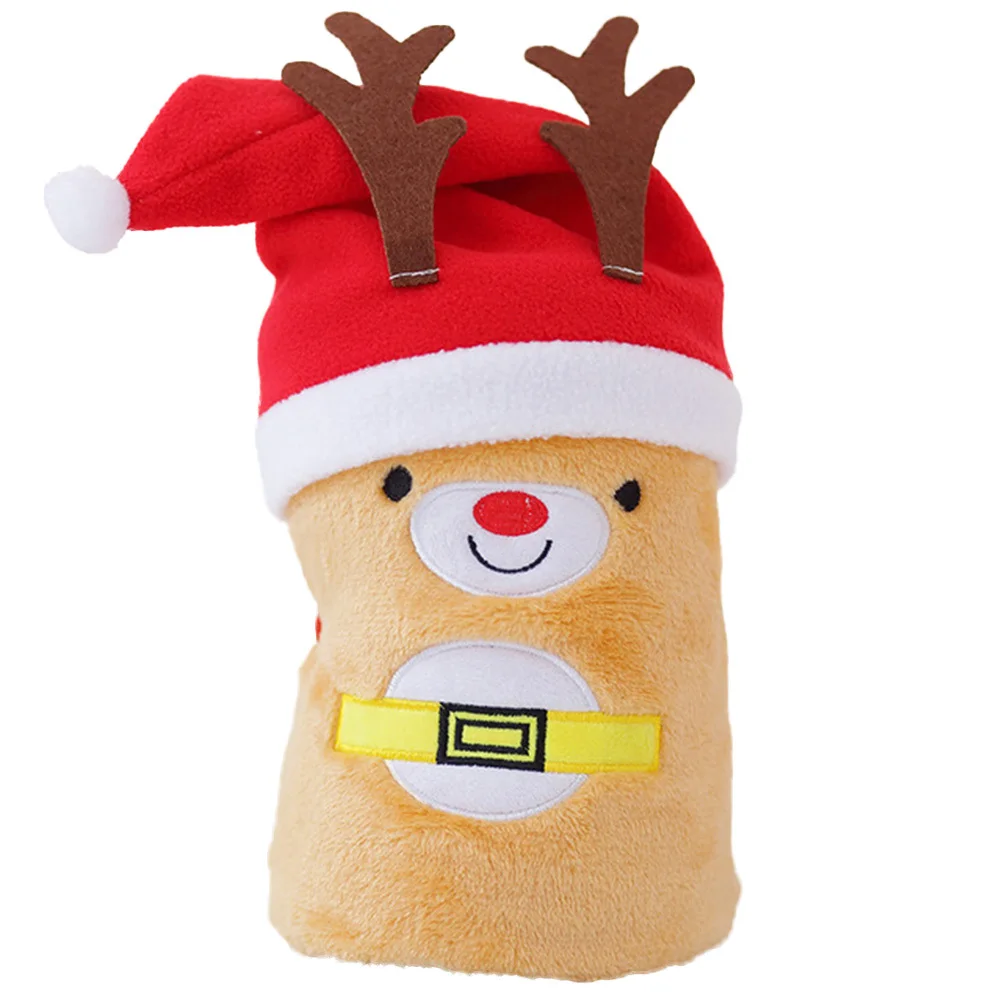 

Creative Christmas Cartoon Deer Hat and Flannel Blanket Set Pet Hat Blanket Bed Couch Cover Blanket - 80