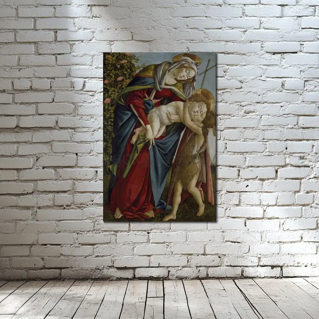 Madonna Child Portrait Painting Hand Painted Canvas Art Religious Masterpiece Artwork Large Restaurant Hotel Lobby Wall Decor