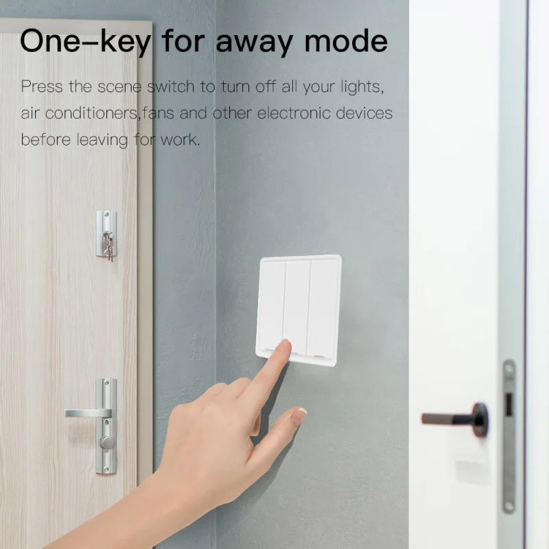 Tuya smart wireless wall switch, easy to paste four button Zigbee scene panel suitable for LED lights