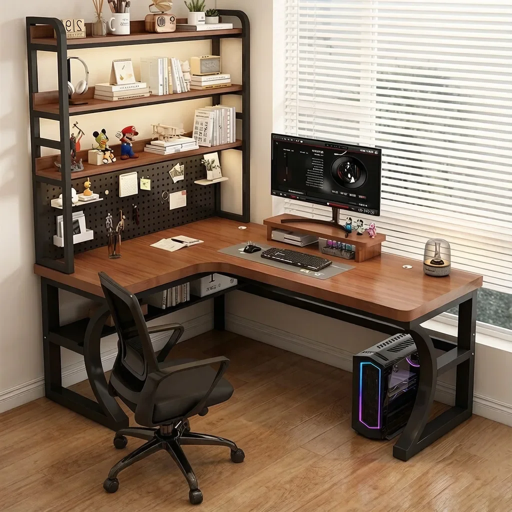 #Computer Desk Corner Multi Functional Double Writing Table L Shaped Office Desk With Bookshelf Study Desk For Home Furniture