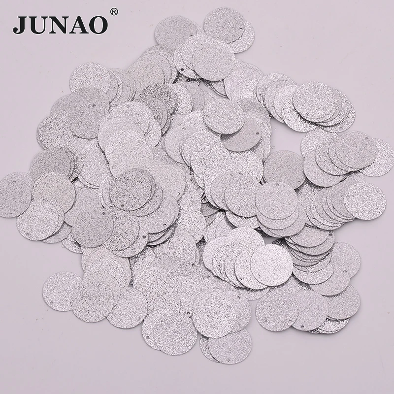 JUNAO 20g 18mm Glitter oro argento colore cucire su Paillettes di forma rotonda Paillettes grandi per abbigliamento abbigliamento artigianato