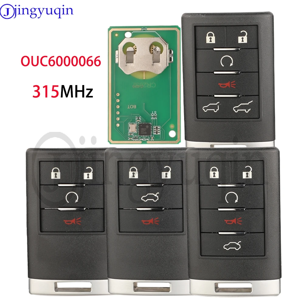 Jingyuqin OUC6000066 315MHz 4/5/6 Buttons Remote Car Key Shell Control For Cadillac Escalade EXT ESV 2007-2014 Key Replacement