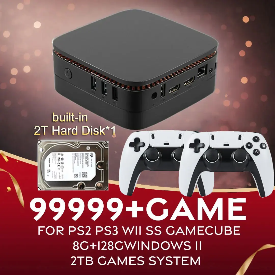

99999+GAME Dual System 8G Windows 11 2TB Game System NEW Upgrade AK1 Pro Game Box For PS2 PS3 WII SS GAMECUBE Sega Saturn