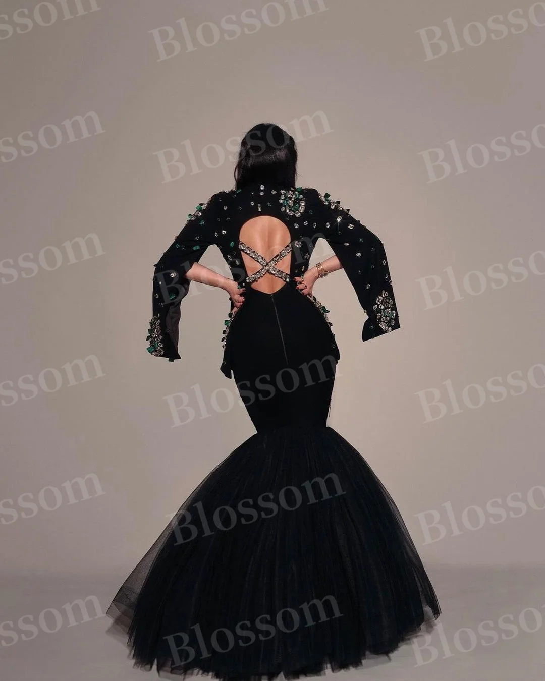 Rhinestone Crystal Jacket Formal Occsasion Dress Spaghetti Straps Mermaid Luxury Evening Dresses For Prom Backless Party Gown