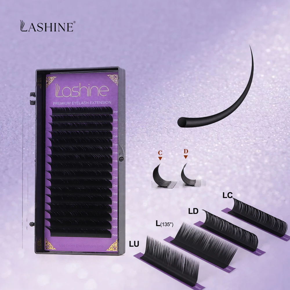 Lashine 0,05 0,07 C D L LC LD LU Curl Mattschwarz Soft Faux Mink Classic Individuelle Wimpernverlängerung Russian Volume Lash Cilios