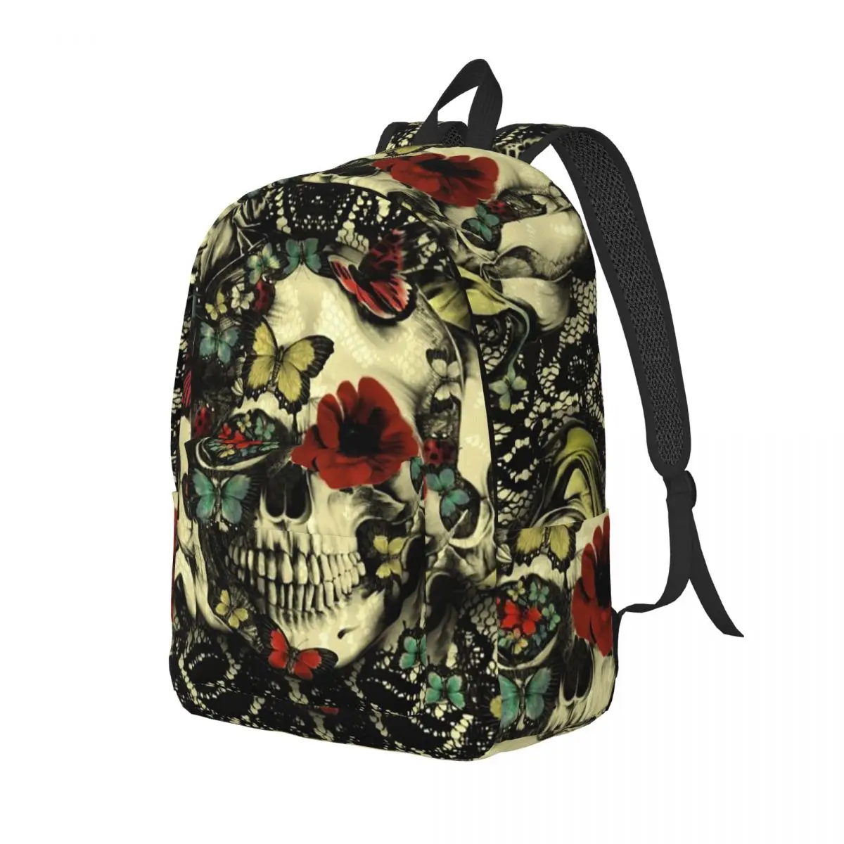 Gothic Skull Lace  Student Backpack School Bag Hiking Travel Daypack for Boys Girls Bookbag Shoulder Bags
