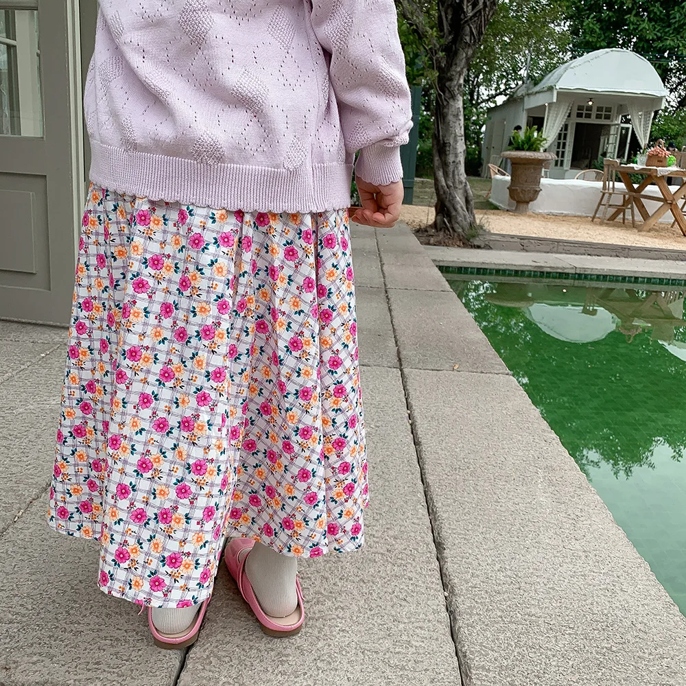 Abbigliamento per bambini 2023 nuova moda stile coreano primavera ed estate gonna floreale ragazze gonna lunga stile dolce gonna Casual ragazze