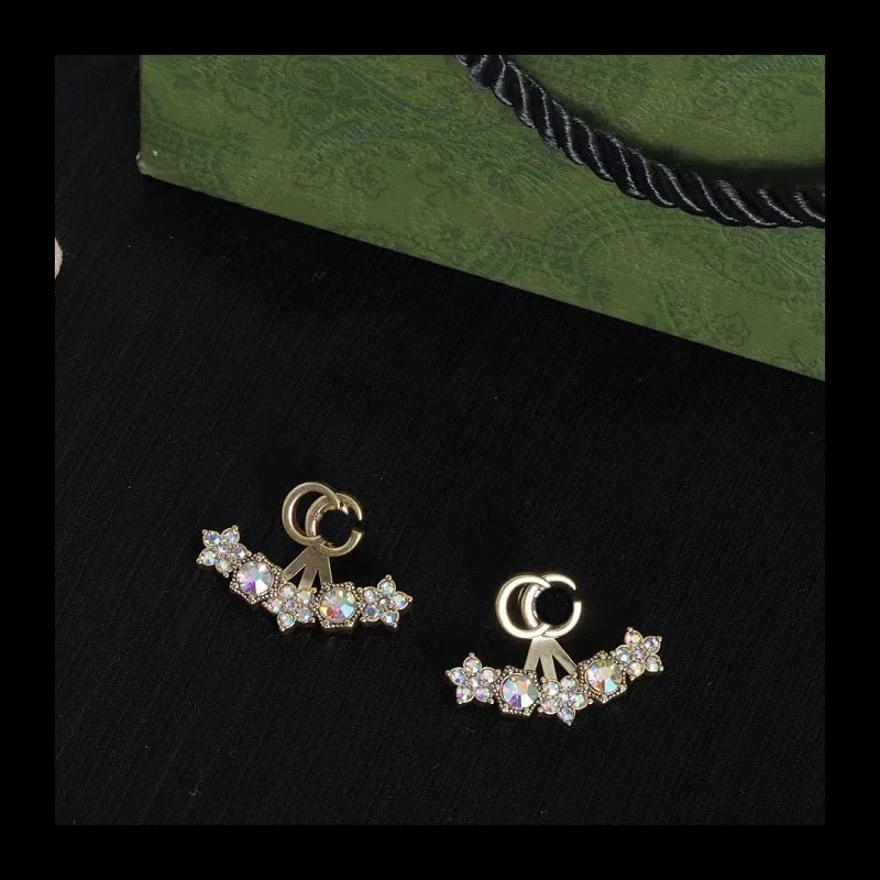 جديد مزدوج G الخماسي حجر الراين وأقراط المتخصصة تصميم الراقية أقراط أقراط النساء