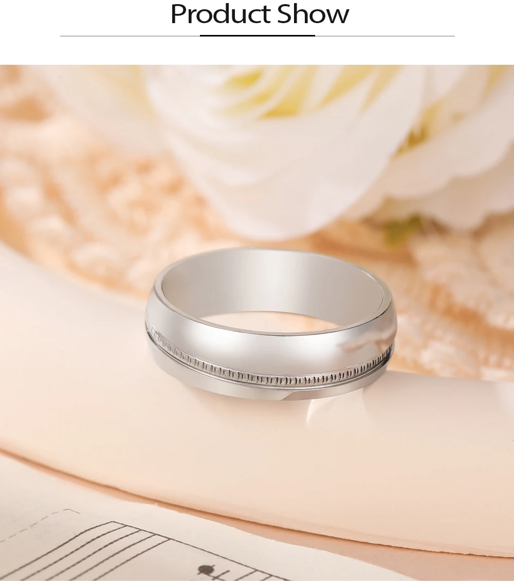 COOLTIME 6MM Breite Minimalistischen Runde Ring Edelstahl Männer Einfache Hochzeit Band Ringe Schmuck Großhandel – Detail 6