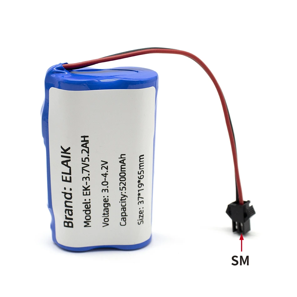 

ELAIK 3.7V4.2V5.2A7.8A Rechargeable Lithium Battery for CCTV Camera Monitor LED Light Backup Power