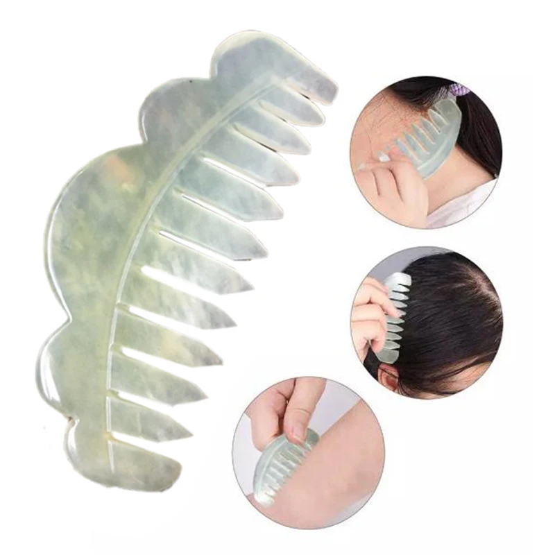 

1Pc Nature Jade Comb Massage Spa Acupuncture Head Treatment Gua Sha Board