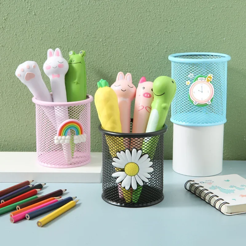 金属製の漫画のペンホルダー,多機能,文房具,学生,机の保管用