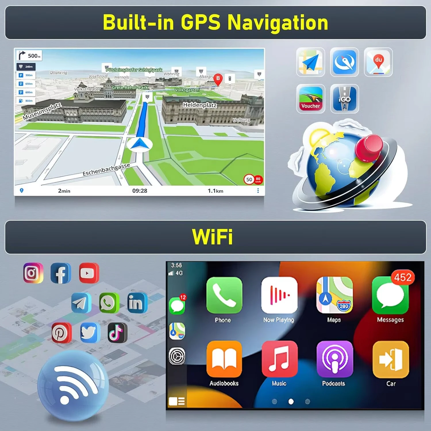 9'' 2+32G Car Stereo Radio Multimedia Player for Nissan Versa MK1 2007-2011 Android15 with Carplay Android Auto GPS Navi Wifi FM