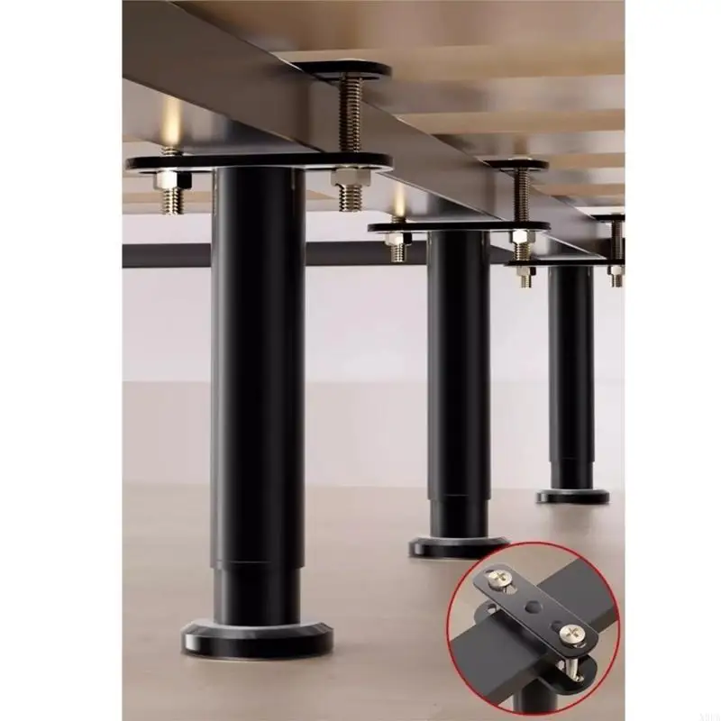 X9FA Adjustable Height Bed Frame Support Legs dengan BASE BASE BEAVE BEARD RISERS yang lebih luas
