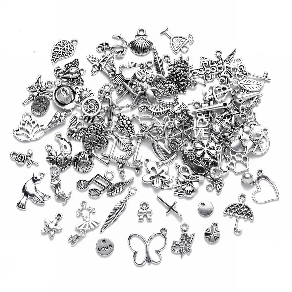 100 random style alloy small pendant DIY small accessories accessories Bracelet necklace pendant key ring accessories pendant