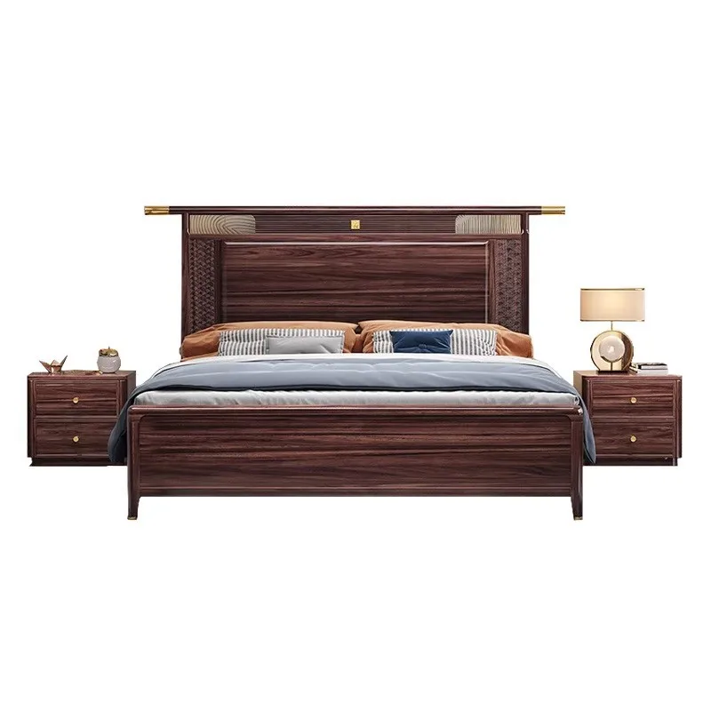

High-end new Chinese-style all-solid wood ebony solid wood bed double bed tenon and mortise storage master bedroom home
