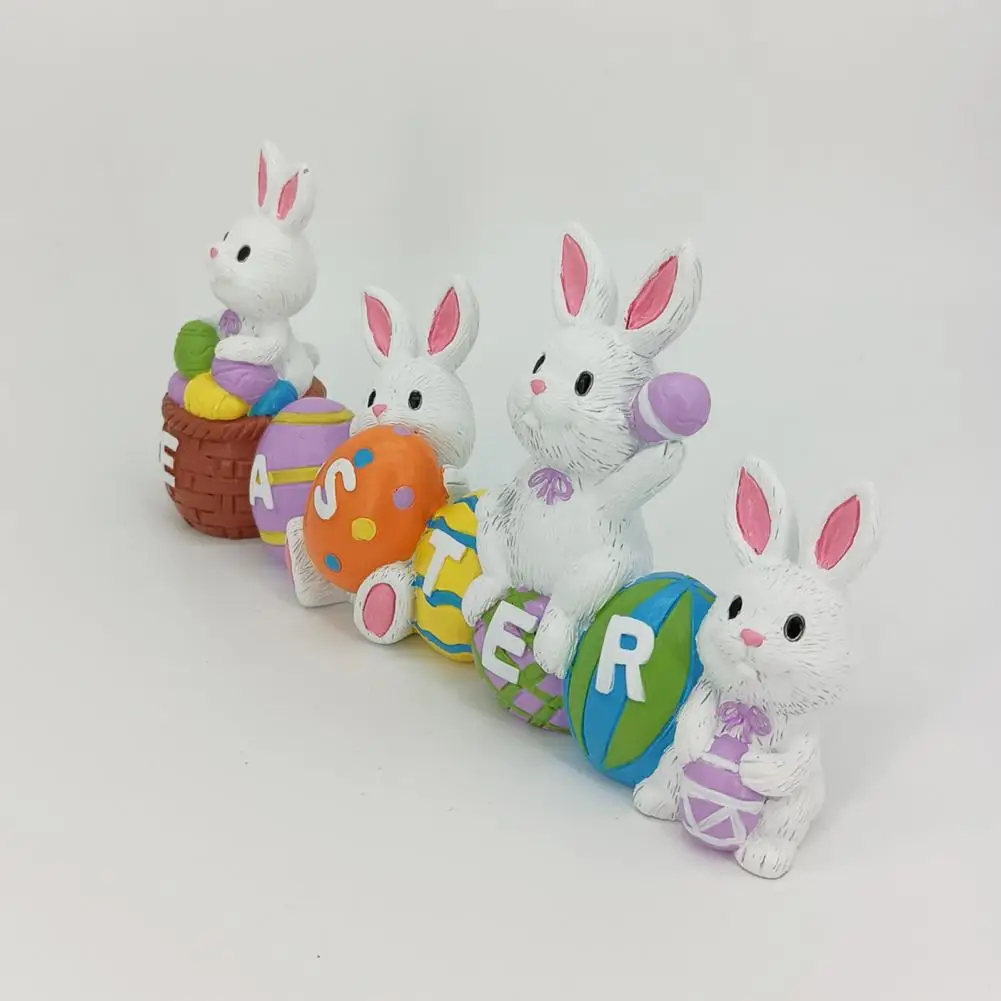 

Bunny Egg Sculpture Easter Bunny Figurine Hand-painted Easter Bunny Egg Figurines Rabbit Ornaments for Garden Home