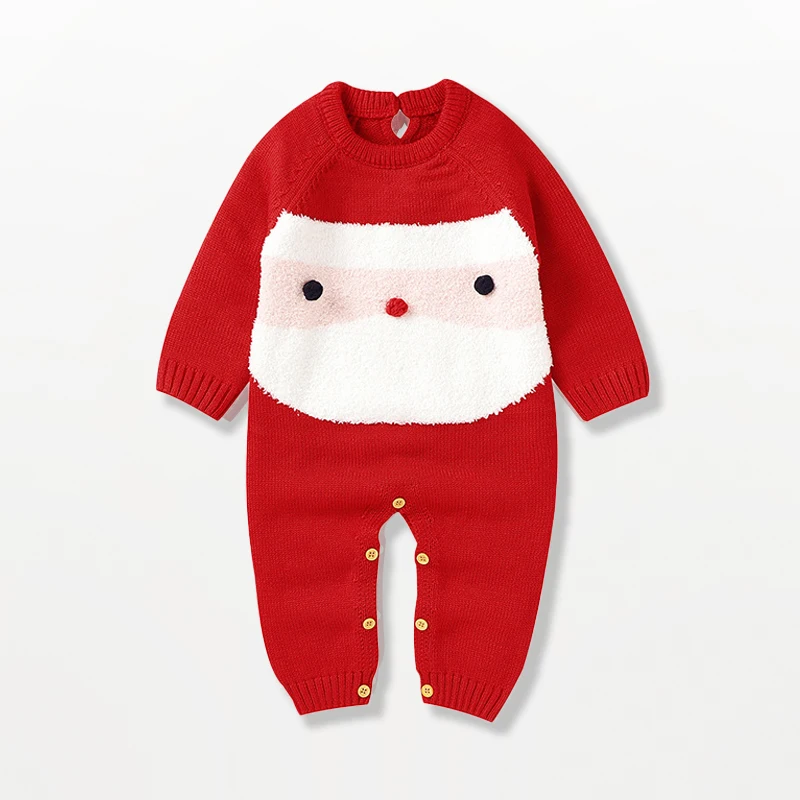 

Baby Boy Girl Christmas Clothes Newborn Red Knitted Romper for Xmas Santa Clause One Piece Jumpsuit Knitting Fall Winter Outfit