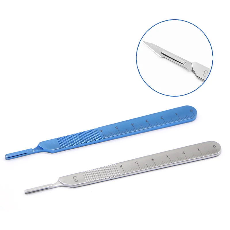 Stainless steel scalpel handle 3/4 size cutting double eyelid blade