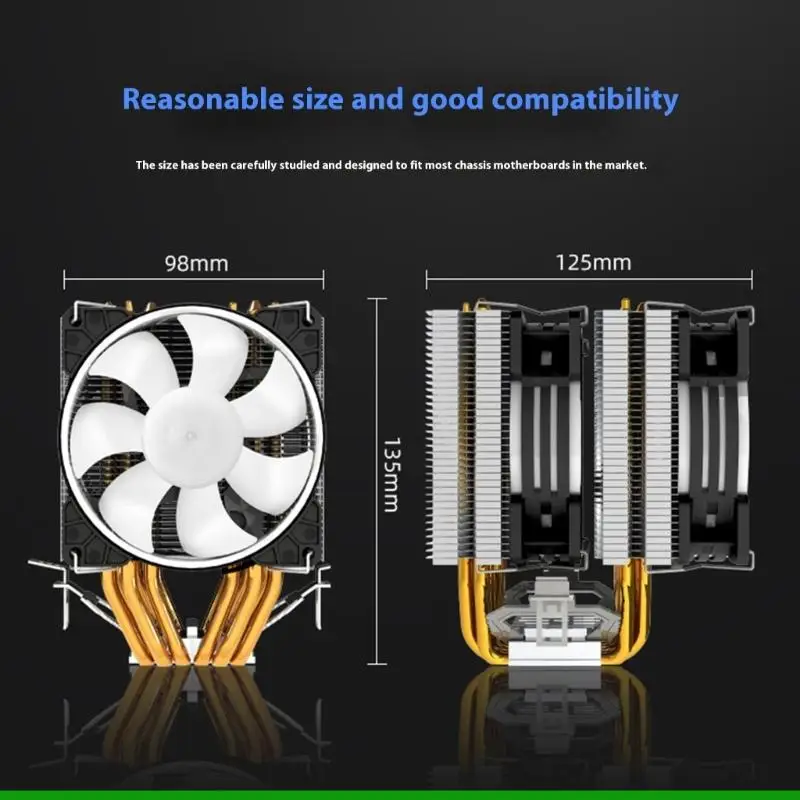U55C تبريد وحدة المعالجة المركزية مروحة التبريد PWM ARGB معالج تبريد الهواء مروحة المبرد لLGA