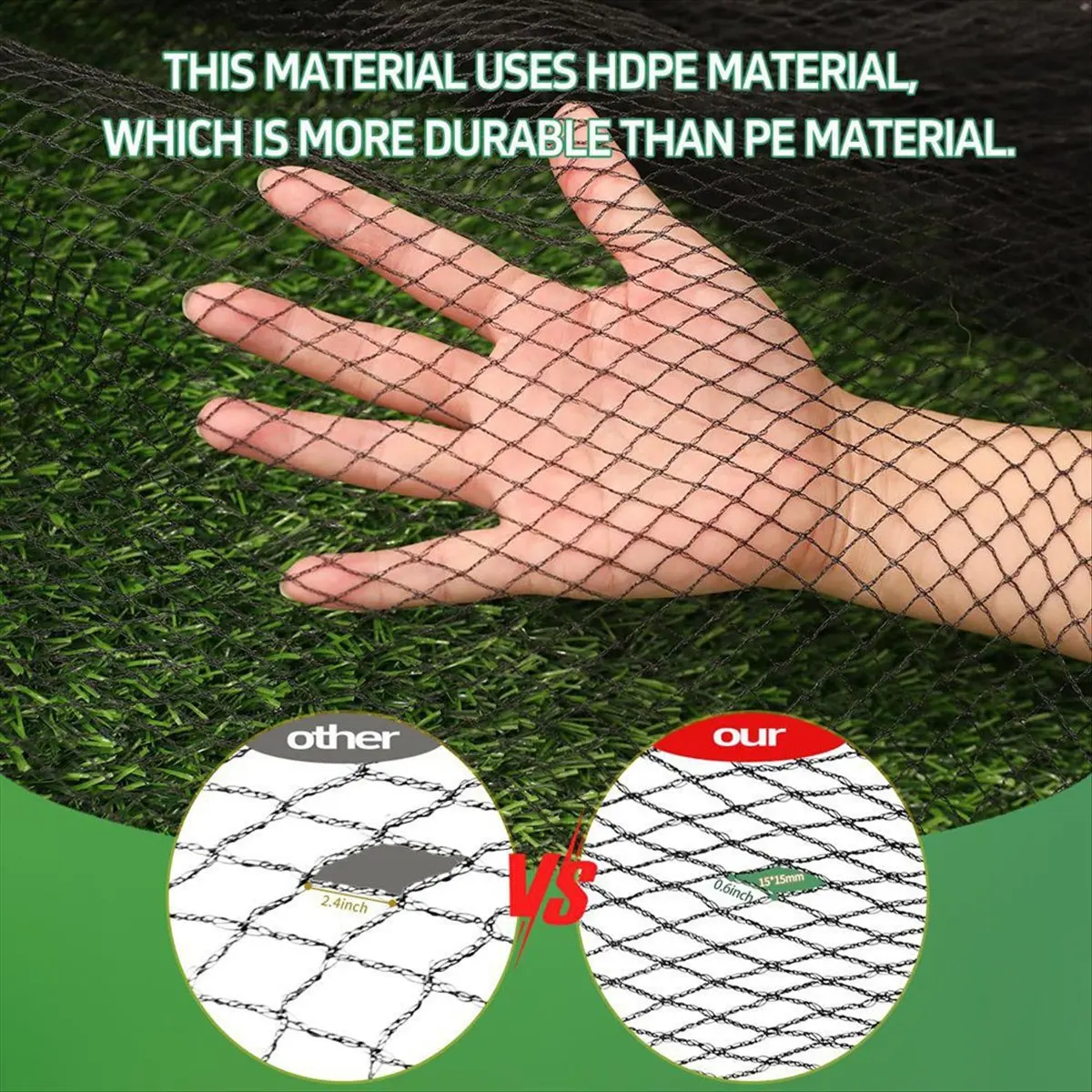 BAAU Red de jardín 4x10m, Red para pájaros de malla tejida extra fuerte para árboles frutales, plantas y verduras, Red para estanque de malla reutilizable