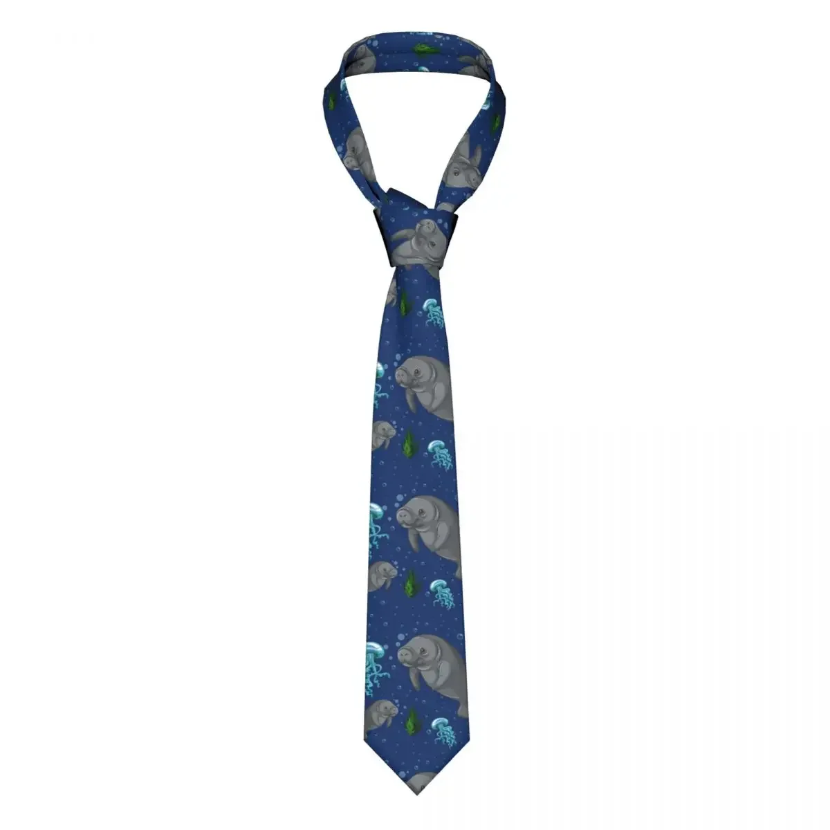 Mens Tie Classic Skinny Seagrass Ocean Seal Neckties Narrow Collar Slim Casual  Gift