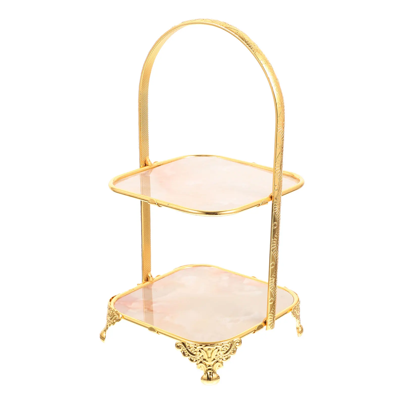 

Cake Stand Elegant Tiered Display Holder for Dessert Table Trays Platter Metal Marble