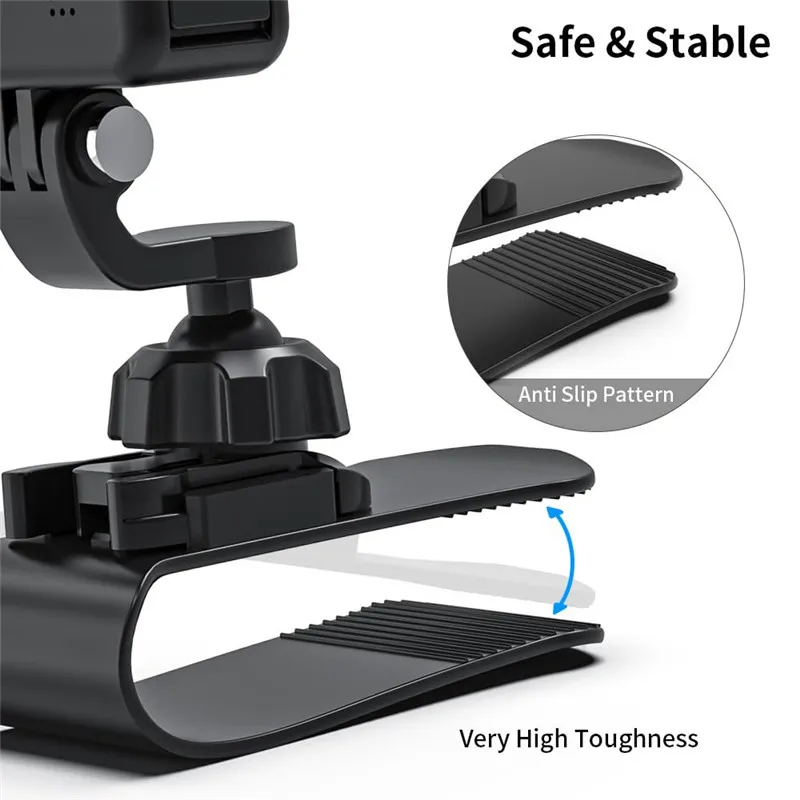 Car Sun Visor Mount for Insta 360 X4 X3 GO 3 Pocket 3 GoPro Hero 12 11 10 9 8 7 DJI Action 3 4 Camera Smartphone Accessories