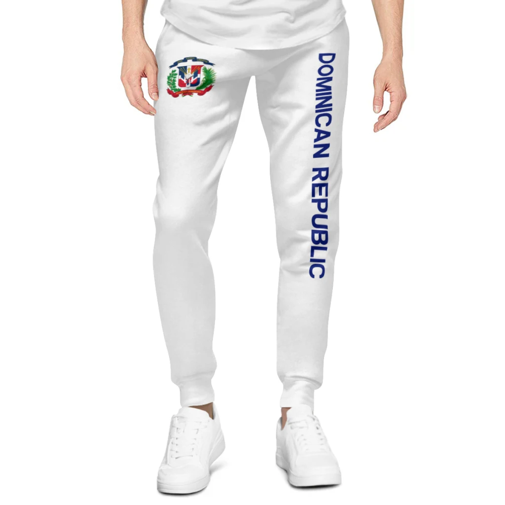 Mens Sweatpants Dominican Republic Emblem Flag Pants with Pockets Joggers Soccer Football Sports Sweat With Drawstring