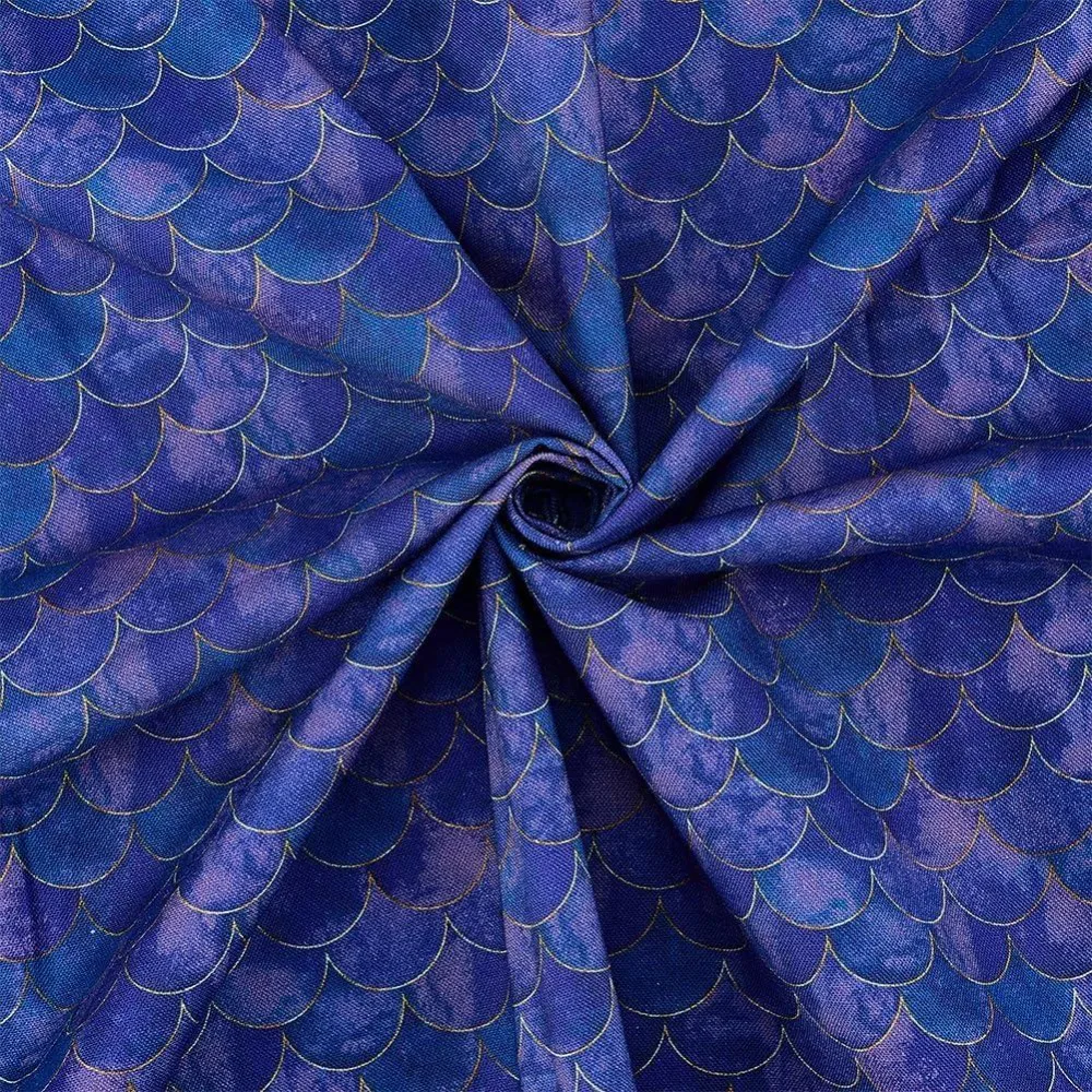 39.4x57.9Inch Cotton Scales Fabric Fish Scale Pattern Fabric Dark Blue Cotton Fabrics for Party Backdrop Sewing Projects