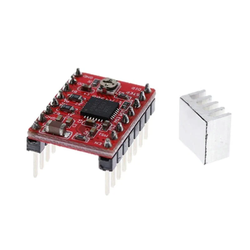 A4988 – lot de 5 pilotes Stepper + dissipateur de chaleur pour Reprap 3D, pièces d'imprimante, pilote de moteur Stepper rouge avec accessoire de dissipateur de chaleur