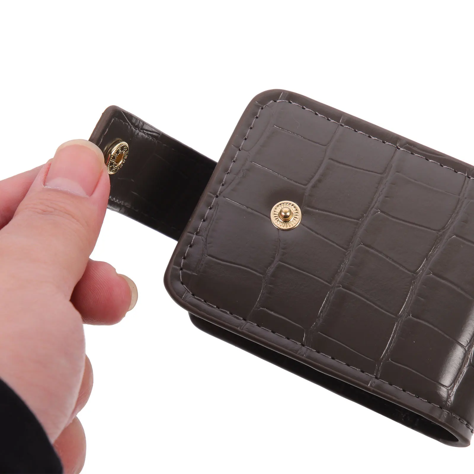 ที่ใส่ลิปสติกแบบกระเป๋าขนาดเล็กพร้อมกระจกในตัว ดีไซน์ปุ่มปิดที่ใช้งานง่ายสำหรับชุดลำลองและชุดทางการ