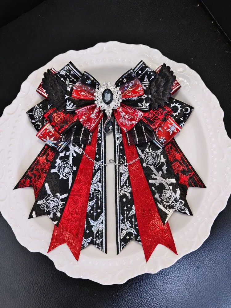 Strass-Goldfolien-Band-Quasten-Engelsflügel-Schleife Konzert-Jubelstab-Anhänger Lolita Alltagskleidung Kleid Hemd Brosche Anstecknadel Requisite – Detail 3