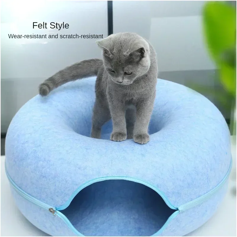 Felt Cat Litter Four Seasons Available Round Felt Pet  Maze Tunnel Litter Washable Felt Cat Litter Cat House