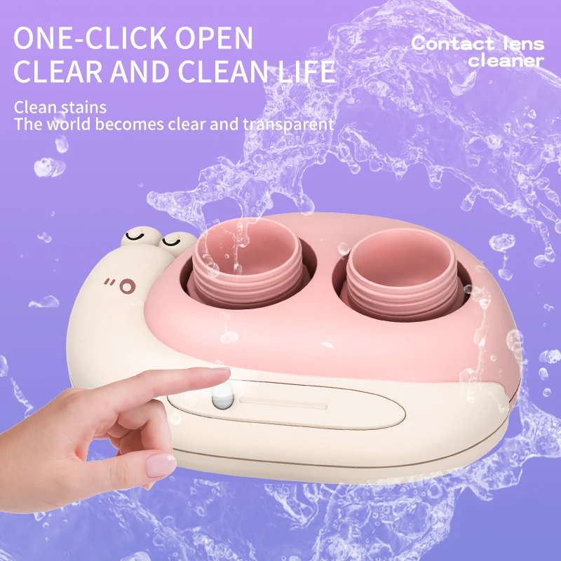 Portable One-Click Vacuum Contact Lens Cleaner, 2-Min Quick Clean, Effective Protein Removal