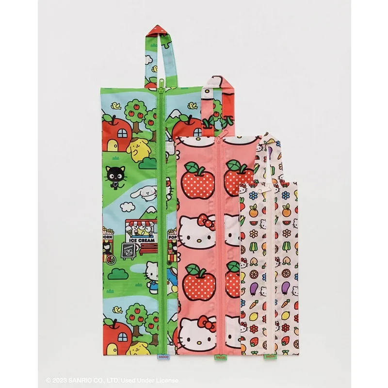 3 pçs/set Kawaii Rosa Bonito Dos Desenhos Animados Olá Kitty Sapatos Portáteis Meias Roupas Viagem Saco de Armazenamento para Casa Conjunto Atacado